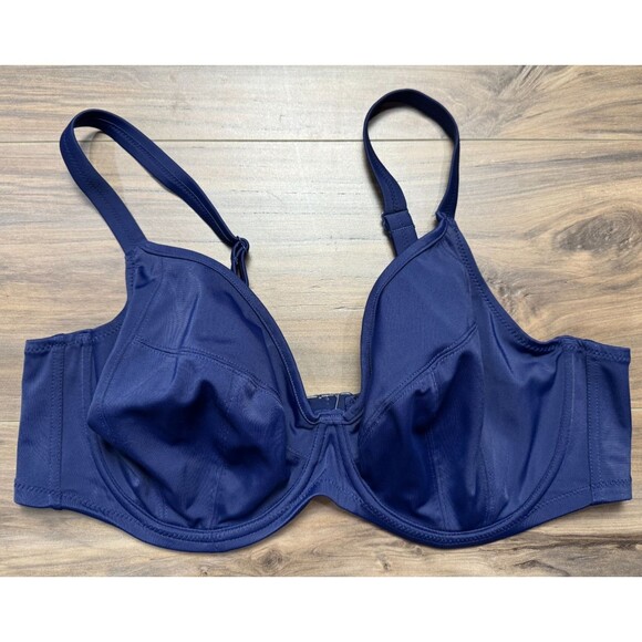 Elomi Essentials US 40DDD Blue Plunge Underwire Bikini Top Style ES7504MIH - Picture 1 of 4